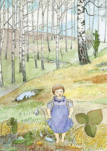 16369 ansichtkaart Elsa Beskow - kind in bos