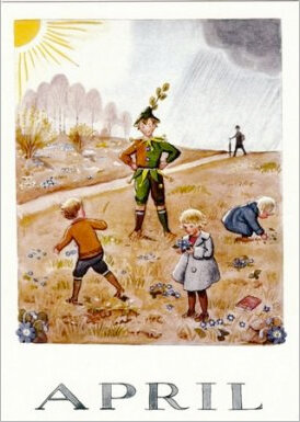 16617 ansichtkaart Elsa Beskow maanden - april