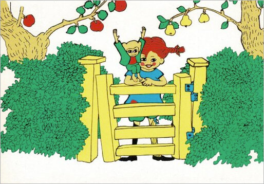 19408 ansichtkaart pippi langkous - tuinhek