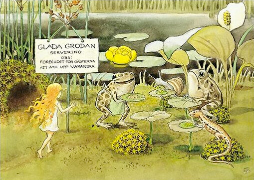 16006 ansichtkaart Elsa Beskow -Sol&auml;gget het restaurant