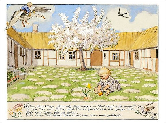 16076 ansichtkaart Elsa Beskow - gans, gans belde