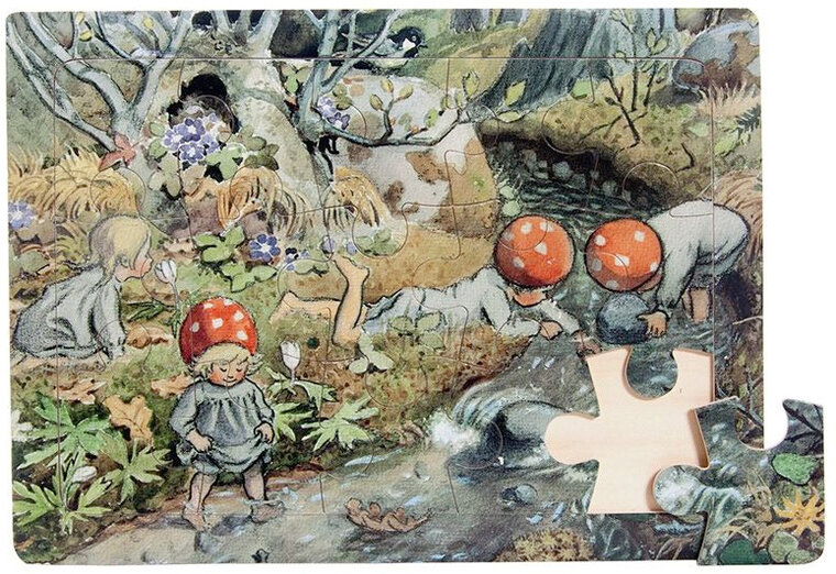 houten puzzel met 15 stukken - Elsa Beskow kabouterkinderen - 373