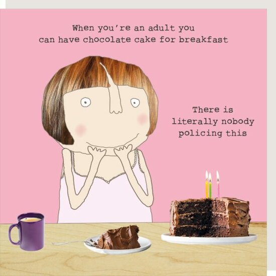 GF343 &ndash; rosiemadeathing wenskaart Gin &amp; Frolics - cake breakfast