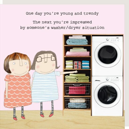 GF239 &ndash; rosiemadeathing wenskaart Gin &amp; Frolics - washer dryer