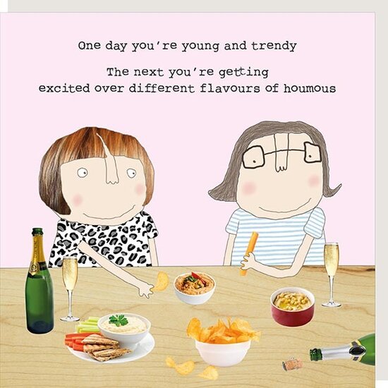 GF223 &ndash; rosiemadeathing wenskaart Gin &amp; Frolics - houmous