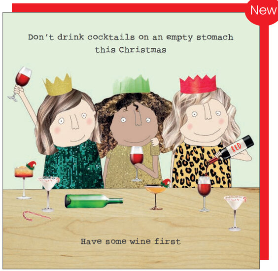 xGF091 &ndash; rosiemadeathing kerstkaart Gin &amp; Frolics - wine first