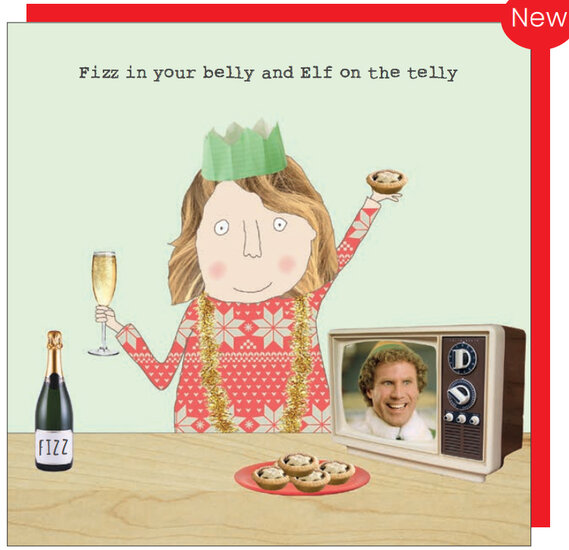 xGF097 &ndash; rosiemadeathing kerstkaart Gin &amp; Frolics - elf
