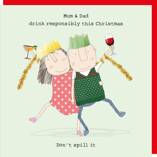 xrel17 - rosiemadeathing kerstkaart - Mum &amp; Dad - don&rsquo;t spill it