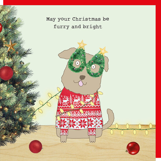 xrel56 - Rosie made a thing kerstkaart - furry and bright dog