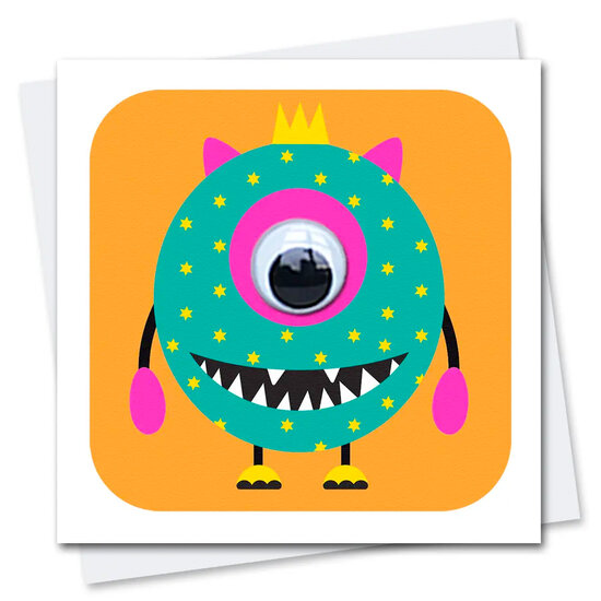 STR353 wenskaart Stripey Cats - monster One eyed Brenda