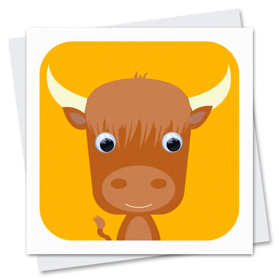 STR094 wenskaart Stripey Cats - boerenerf Hillary Highland Cow