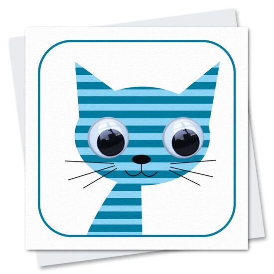 STR059 wenskaart Stripey Cats - boerenerf Stripey Cat Blue