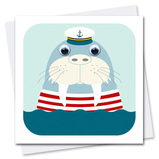 STR107 wenskaart Stripey Cats - water Walter Walrus