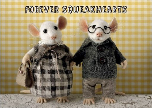 SQ024 tiny squee mousies wenskaart - forever squeakhearts
