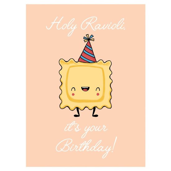 SA409 - Fusilli Reasons wenskaart Santoro -  Holy Ravioli, it&rsquo;s your Birthday!