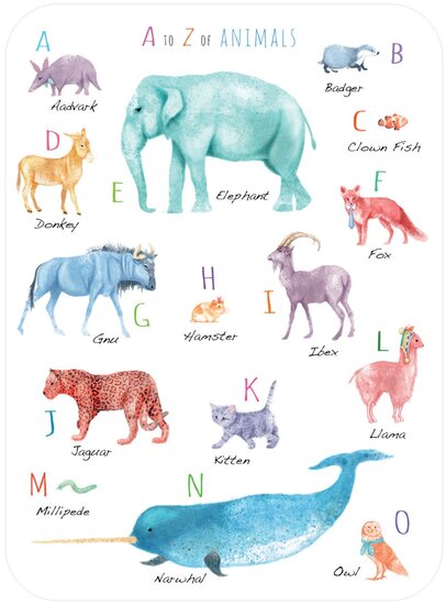 ES300 &ndash; Eclectic Selection - wenskaart Santoro -  A To Z Of Animals