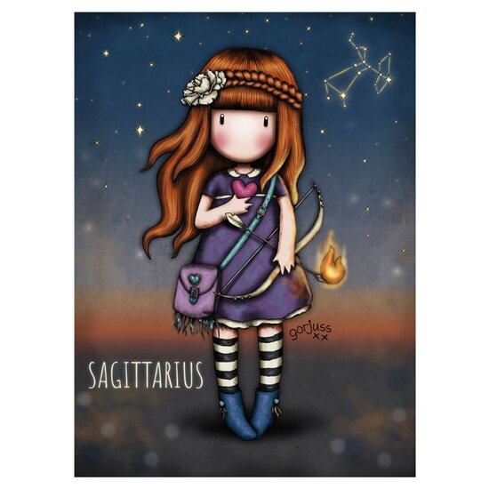 GC429 - wenskaart Gorjuss  - Sagittarius - Flaming Heart - boogschutter