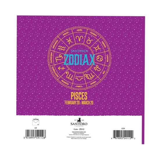 ZD12 - Zodiax wenskaart Santoro - Pisces (vissen)