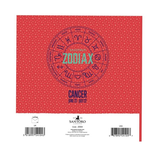 ZD04 - Zodiax wenskaart Santoro - Cancer (kreeft)