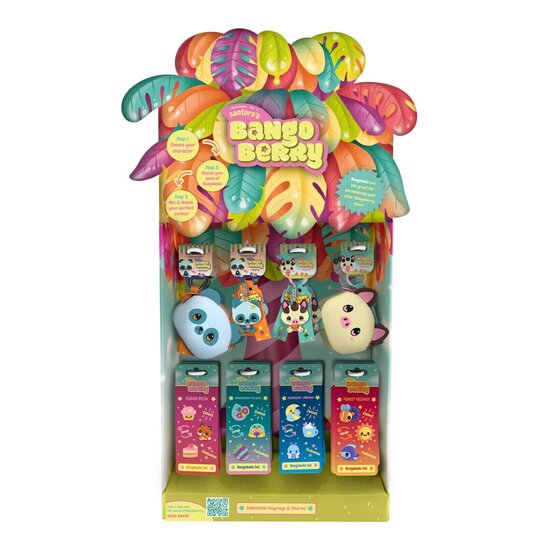 111POS047-SP01 - Bangoberry - gevulde toonbankdisplay met 12 sleutelhangers, 12 portemonneetjes en 36 Bangobob setjes