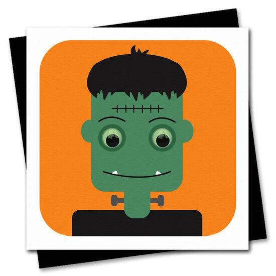 STR674 wenskaart Stripey Cats - Frankenstein halloween kaart