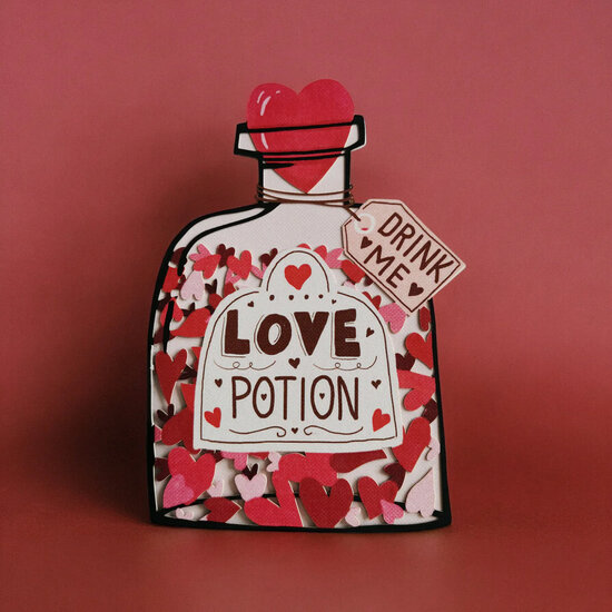 AL205 Laser uitgesneden wenskaart - love potion