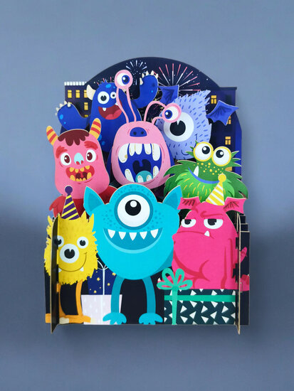 AJD-KID046 Kids pop-up kaart - monsters