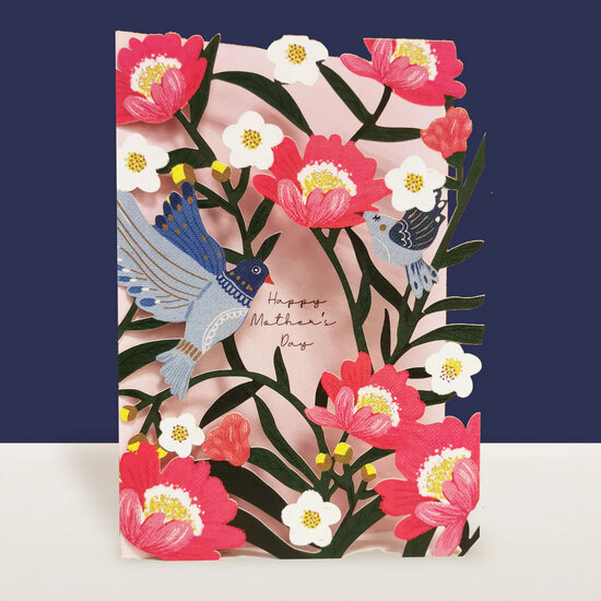 AL152 Laser uitgesneden wenskaart - vogels - Happy mother&#039;s day