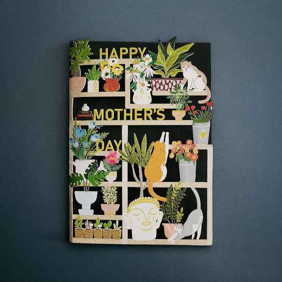 AL214 Laser uitgesneden wenskaart - katten - Happy mother&#039;s day