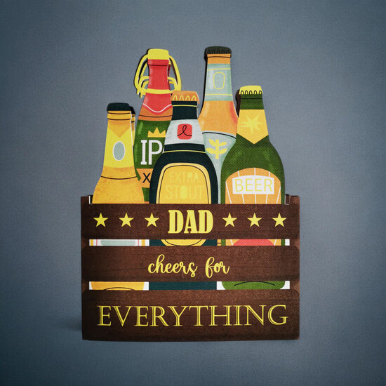 AL216 Laser uitgesneden wenskaart - dad cheers for everything
