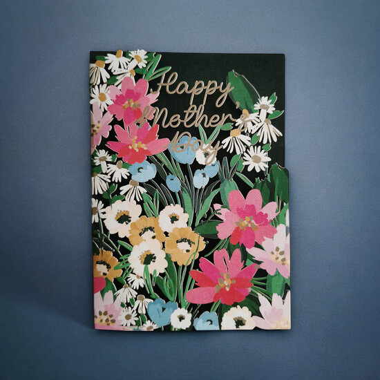 AL218 Laser uitgesneden wenskaart - bloemen - Happy mother&#039;s day