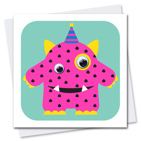 STR352 wenskaart Stripey Cats - monster Wonky Wendy