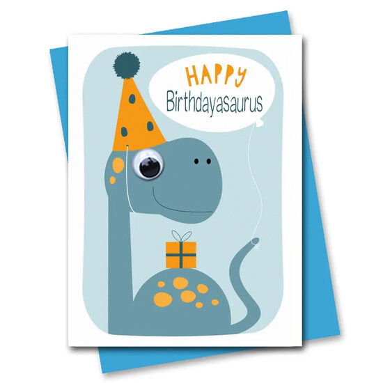 STR832 wenskaart Stripey Cats - Birthdayasaurus