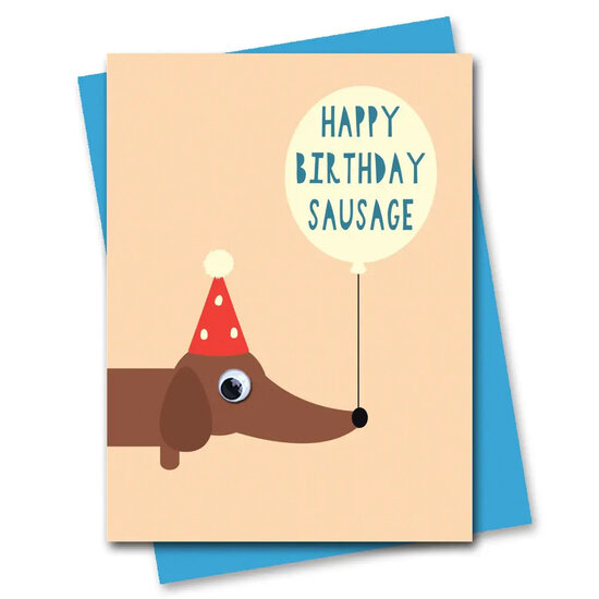 STR822 wenskaart Stripey Cats - Birthday sausage