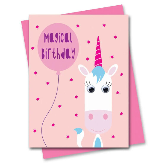STR827 wenskaart Stripey Cats - Magical Birthday - eenhoorn