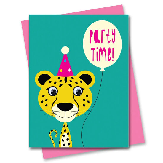 STR829 wenskaart Stripey Cats - Party Time Cheetah