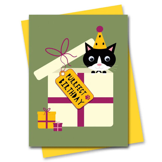 STR802 wenskaart Stripey Cats - Purrfect Birthday