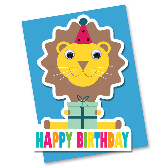 STRc01 wenskaart Stripey Cats - Happy Birthday - leeuw