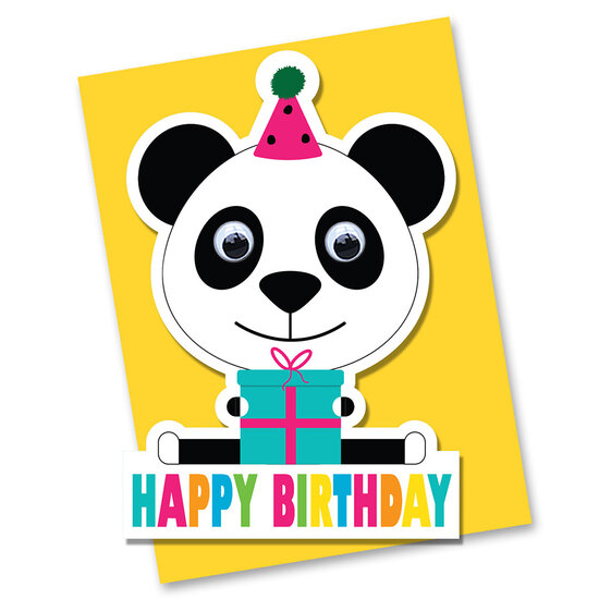 STRc02 wenskaart Stripey Cats - Happy Birthday - panda