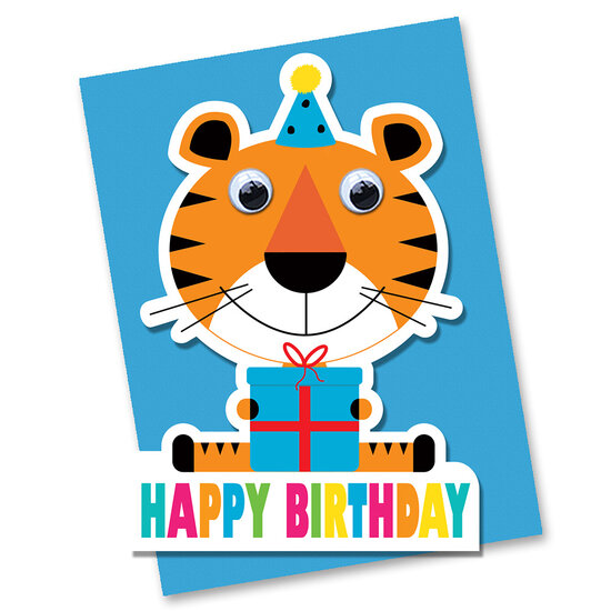 STRc03 wenskaart Stripey Cats - Happy Birthday - tijger