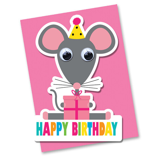 STRc04 wenskaart Stripey Cats - Happy Birthday - muis