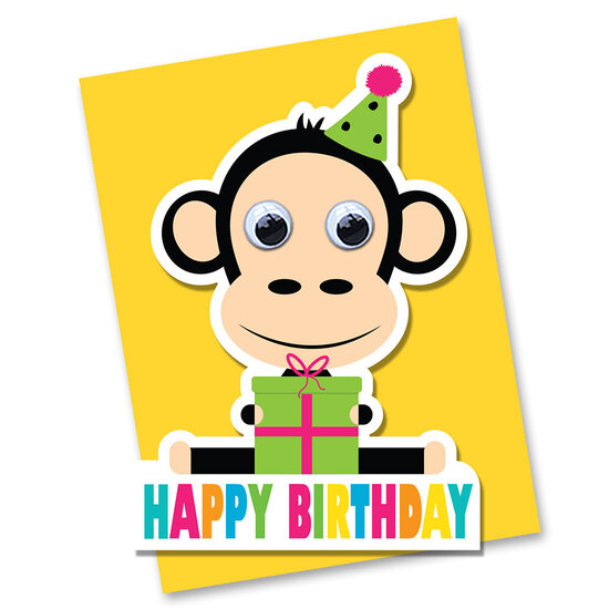 STRc05 wenskaart Stripey Cats - Happy Birthday - aap