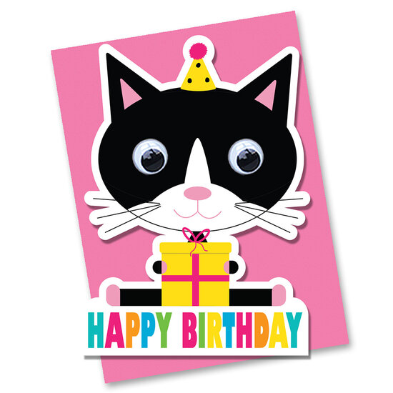 STRc06 wenskaart Stripey Cats - Happy Birthday - kat