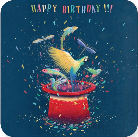 BAR304 Jehanne Weyman kaart - happy birthday - uit de hoed