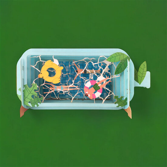 MIB315 Message in a Bottle kaart - zwemmen