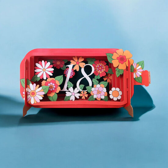MIB328 Message in a Bottle kaart - 18 jaar bloemen