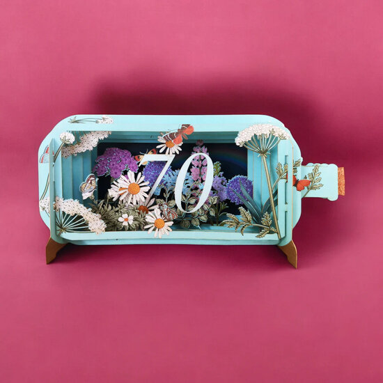 MIB334 Message in a Bottle kaart - 70 jaar bloemen
