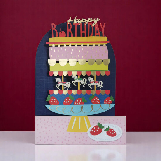 AL267 Laser uitgesneden wenskaart - taart - happy birthday