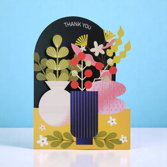 AL275 Laser uitgesneden wenskaart - bloemen - thank you
