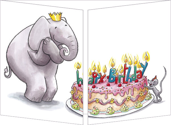 CT375 Cache-Cache uitklapbare kaart - happy birthday - blazen